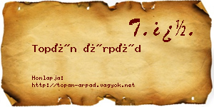 Topán Árpád névjegykártya